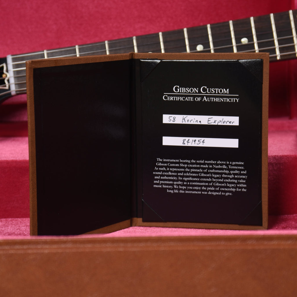 Gibson Custom Shop 1958 Korina Explorer Ebony VOS w/Black Pickguard - View 10 | MusicMarket