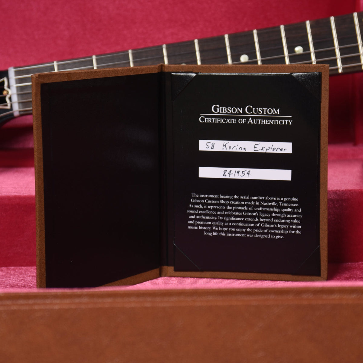Gibson Custom Shop 1958 Korina Explorer Ebony VOS w/Black Pickguard - View 10 | MusicMarket