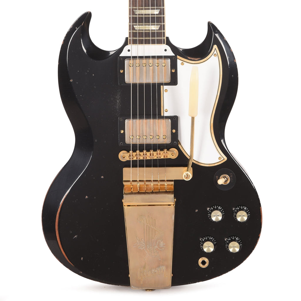 Gibson Custom Shop Murphy Lab 1961 LP/SG Standard "CME Spec" Heavy Antique Ebony Heavy Aged w/Maestro Vibrola -