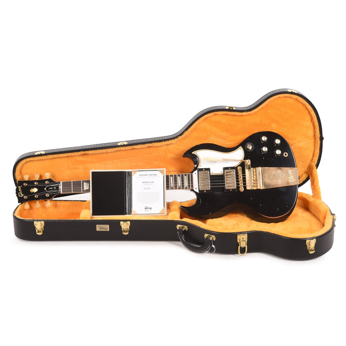Gibson Custom Shop Murphy Lab 1961 LP/SG Standard "CME Spec" Heavy Antique Ebony Heavy Aged w/Maestro Vibrola -