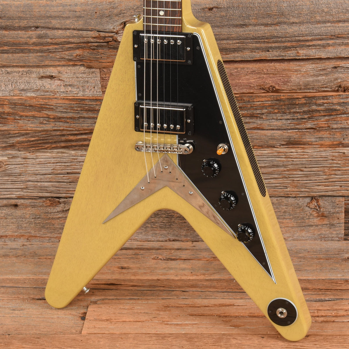 Gibson Flying V '59 Reissue TV Yelllow - Dave Amato of REO Speedwagon - View 2 | MusicMarket