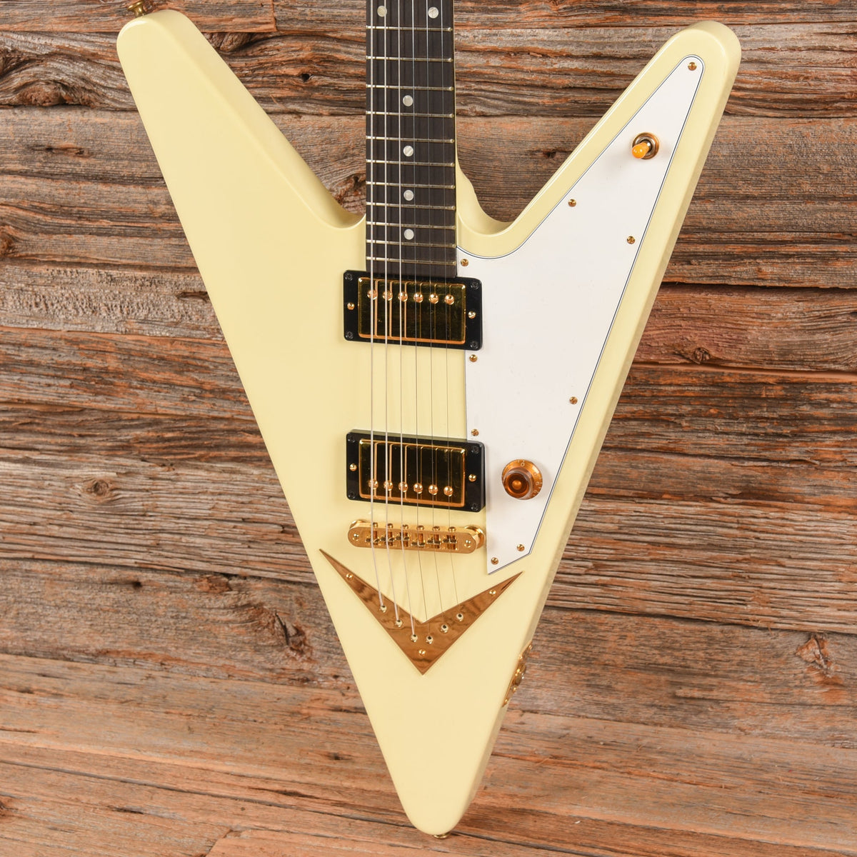 Gibson Reverse Flying V White - Dave Amato of REO Speedwagon - View 2 | MusicMarket