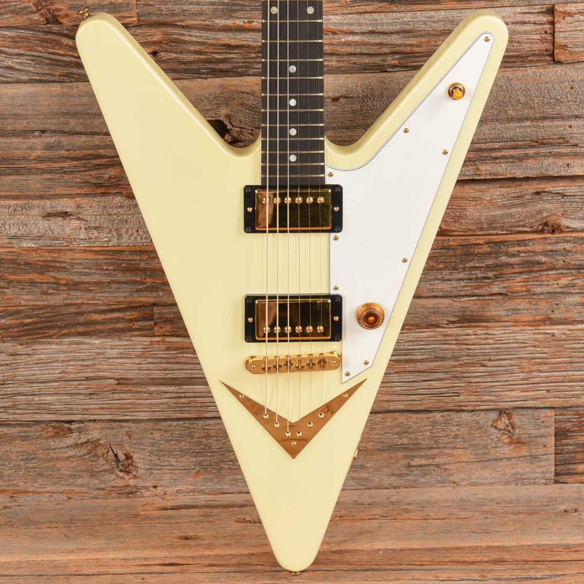 Gibson Reverse Flying V White - Dave Amato of REO Speedwagon - MusicMarket