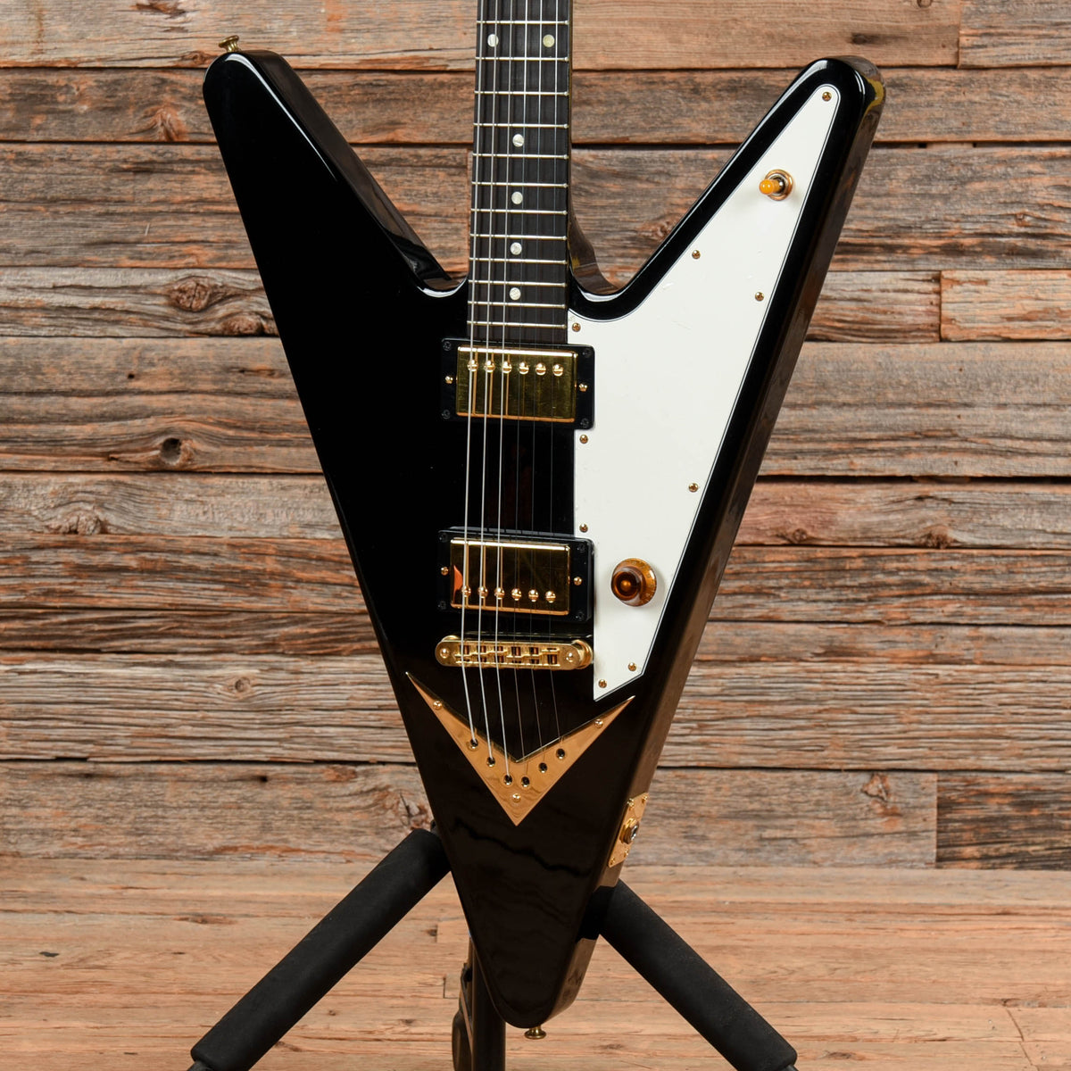 Gibson Reverse Flying V Black - Dave Amato of REO Speedwagon - View 2 | MusicMarket