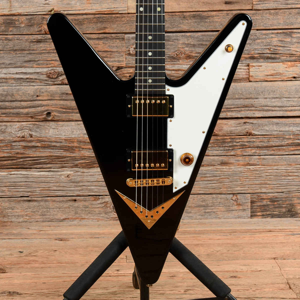 Gibson Reverse Flying V Black - Dave Amato of REO Speedwagon - MusicMarket