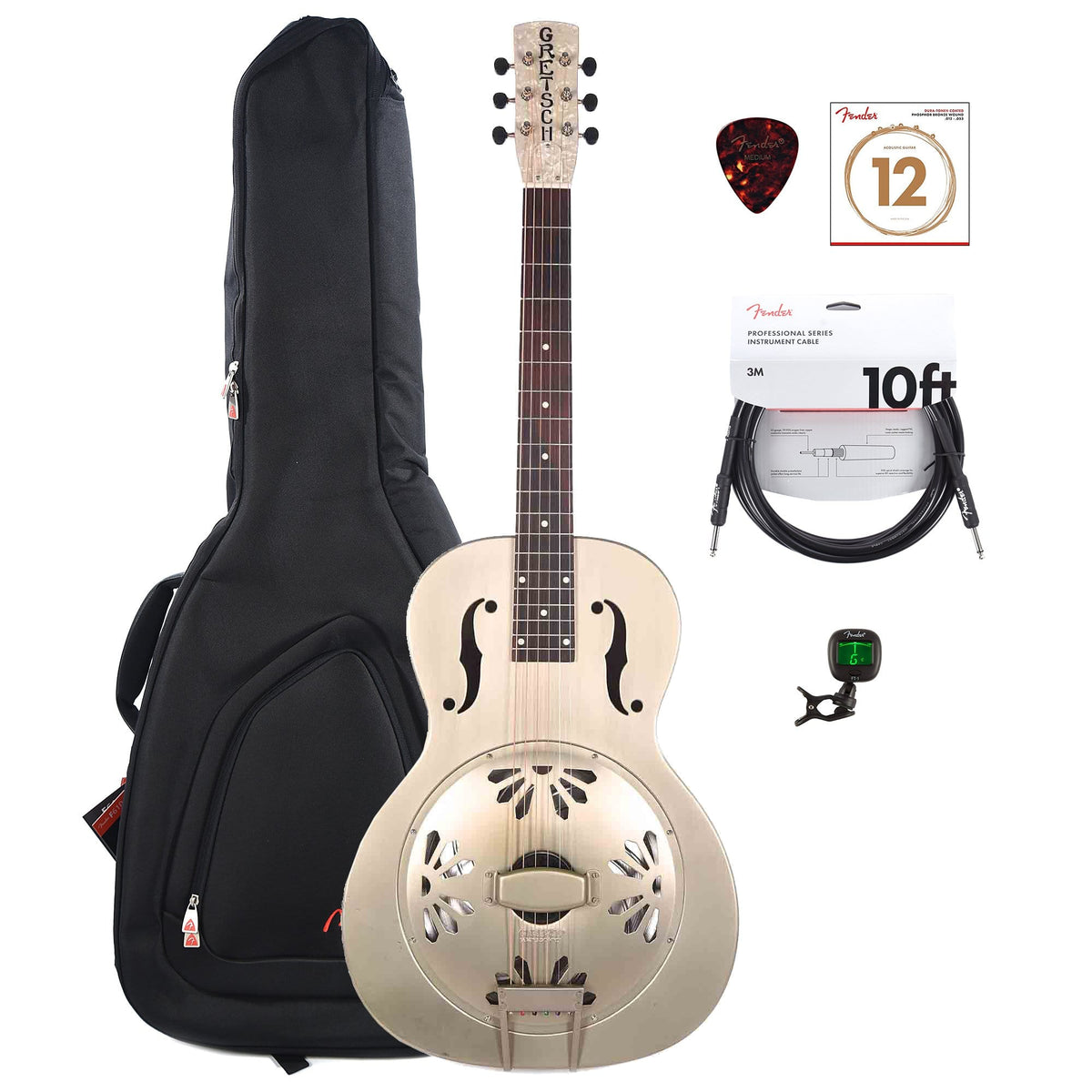 Gretsch G9201 Honey Dipper Round-Neck Brass Body w/Gig Bag, Tuner, (1) Cable, Picks and Strings Bundle - MusicMarket