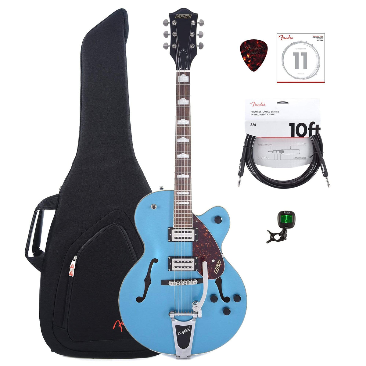 Gretsch G2420T Streamliner Hollow Body Riviera Blue w/Bigsby & Broad'Tron Pickups w/Gig Bag, Tuner, (1) Cable,