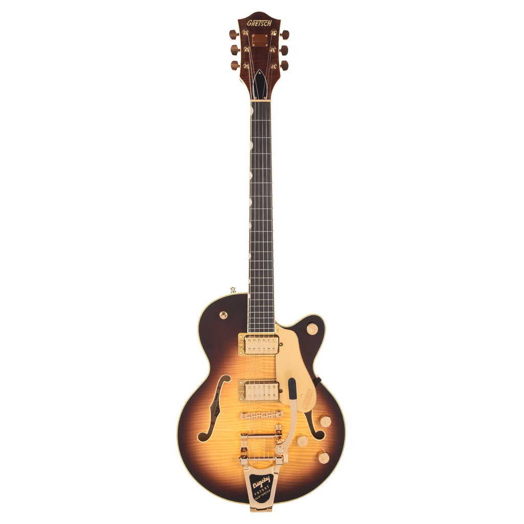Gretsch Broadkaster Jr. LX Figured Center Block Caramel Dawn Gold Hardware w/String-Thru Bigsby - View 4 | MusicMarket