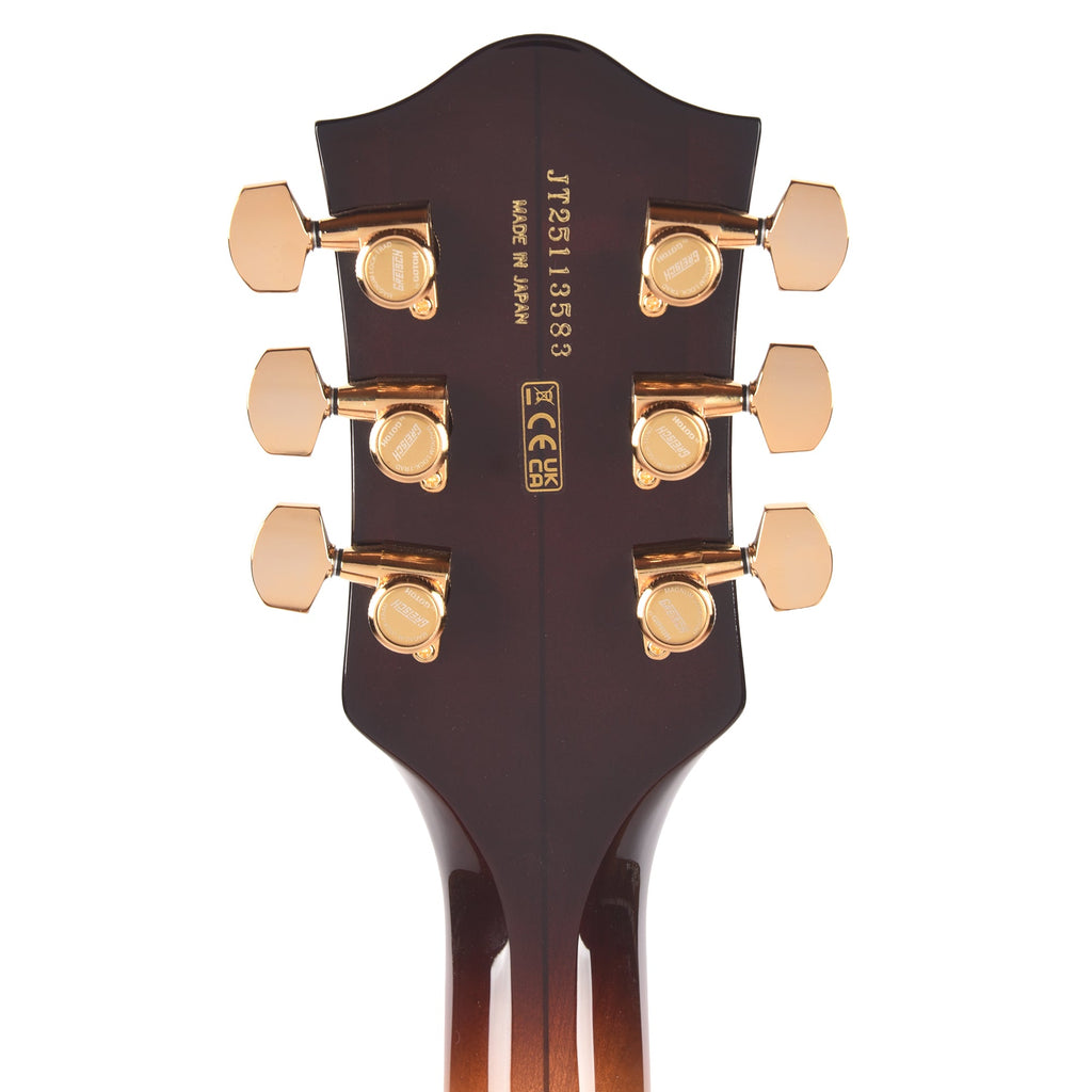 Gretsch Broadkaster Jr. LX Figured Center Block Caramel Dawn Gold Hardware w/String-Thru Bigsby - View 7 | MusicMarket