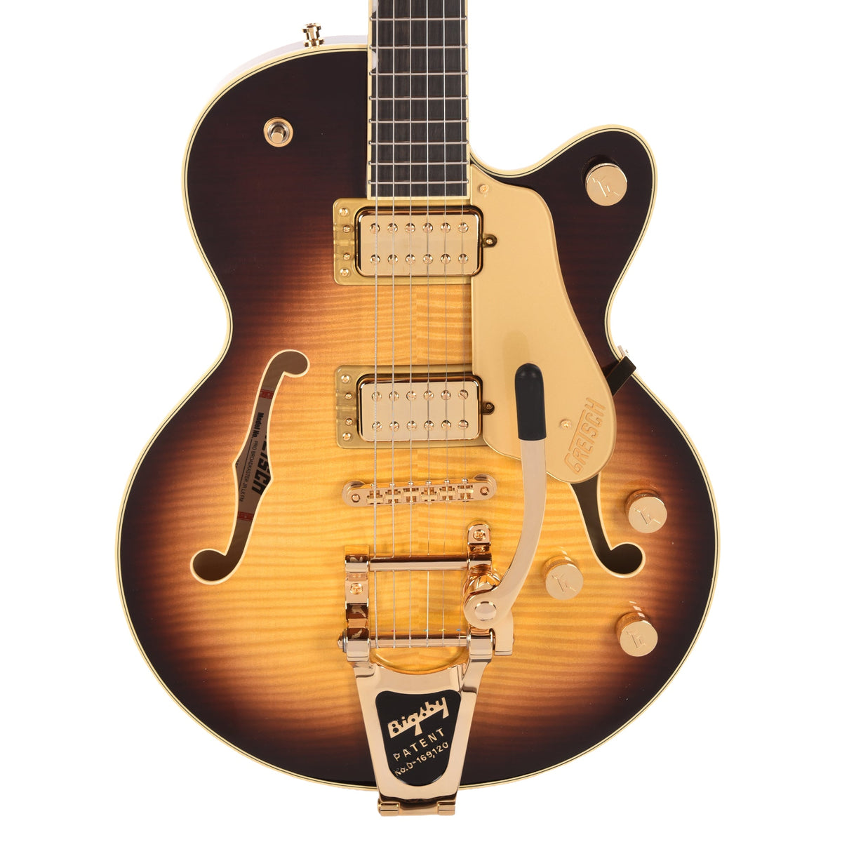 Gretsch Broadkaster Jr. LX Figured Center Block Caramel Dawn Gold Hardware w/String-Thru Bigsby - View 2 | MusicMarket
