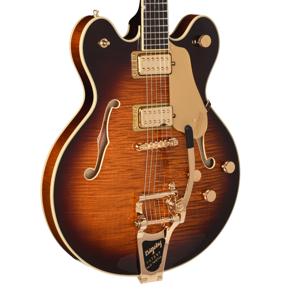 Gretsch Broadkaster LX Figured Center Block Havana Burst Gold Hardware w/String-Thru Bigsby - MusicMarket