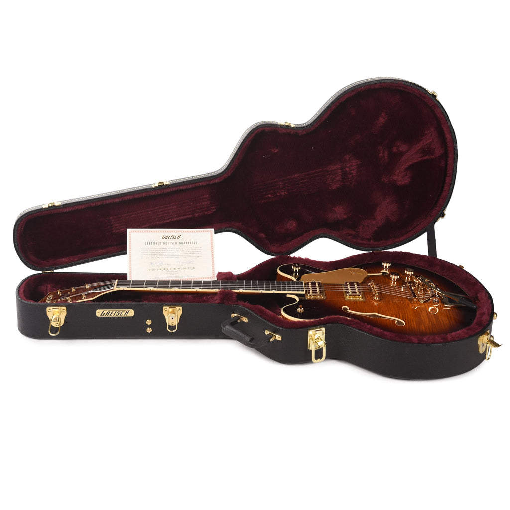 Gretsch Broadkaster LX Figured Center Block Havana Burst Gold Hardware w/String-Thru Bigsby - View 8 | MusicMarket