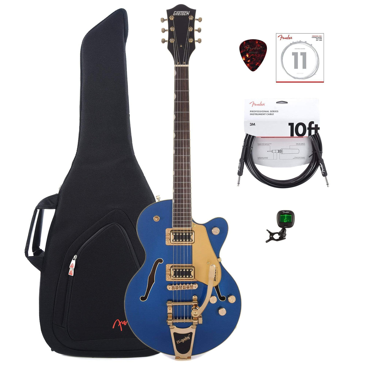 Gretsch G5655TG Electromatic Center Block Jr. Azure Metallic w/Bigsby & Black Top Broad'Tron Pickups w/Gig Bag,