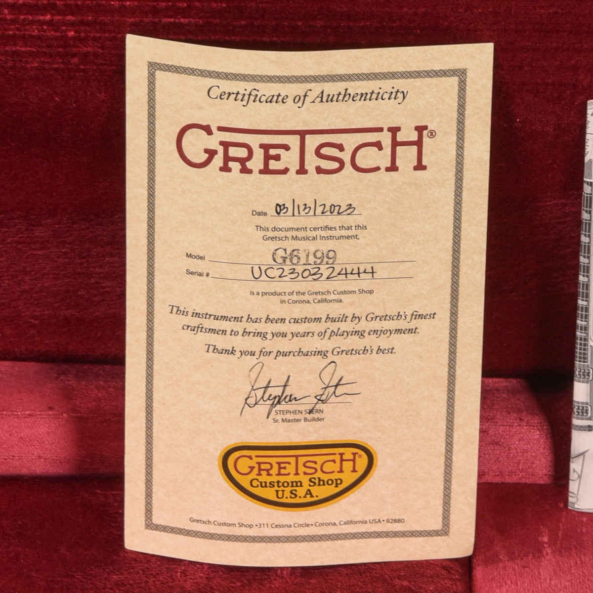 Gretsch Custom Shop Stephen Stern Masterbuilt Caddy Bo Relic White 2023 - View 10 | MusicMarket