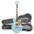 Gretsch G5230 Electromatic Jet FT Daphne Blue w/Gold Hardware and Hardshell Case Bundle - MusicMarket