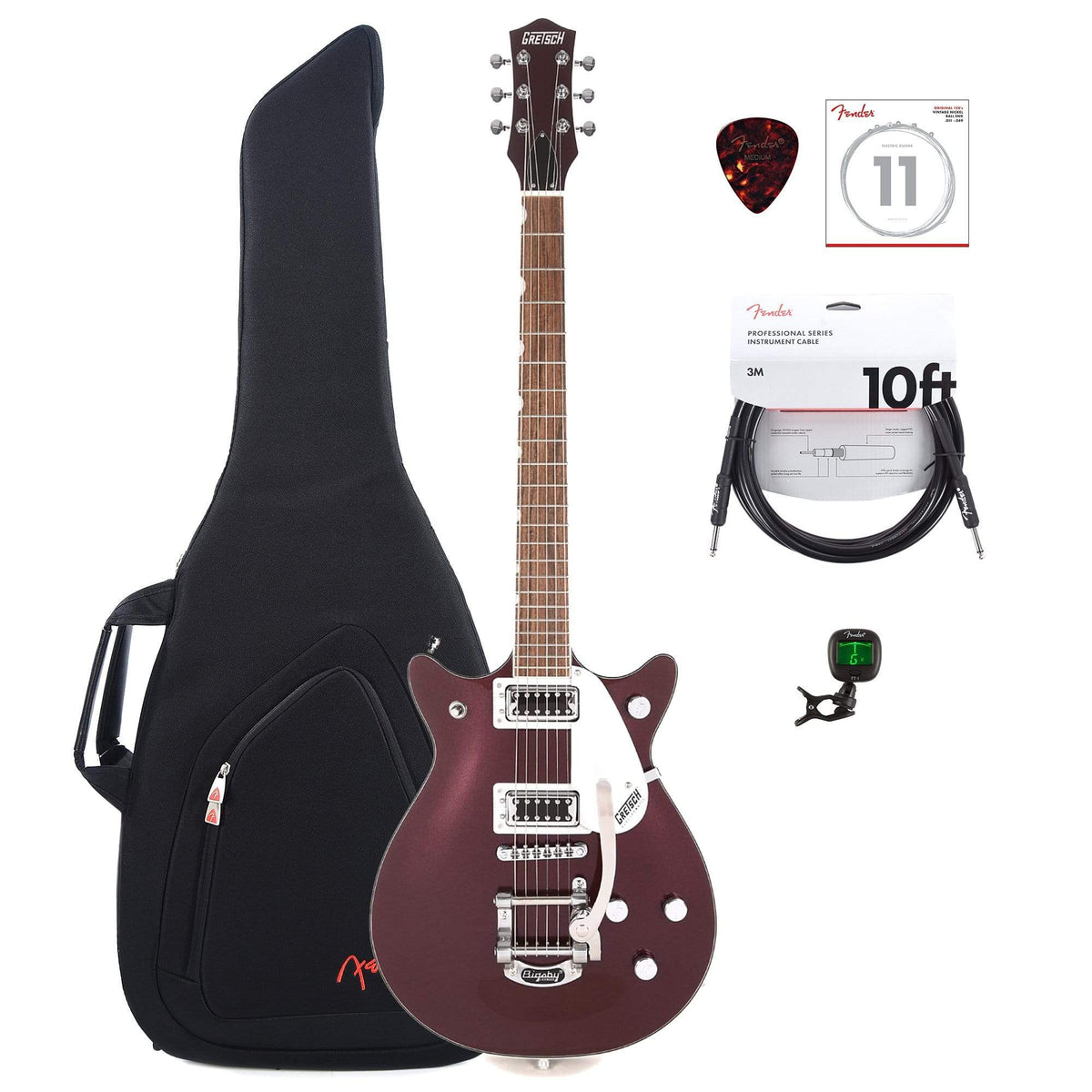 Gretsch G5232T Electromatic Double Jet FT Dark Cherry Metallic w/Bigsby w/Gig Bag, Tuner, (1) Cable, Picks and