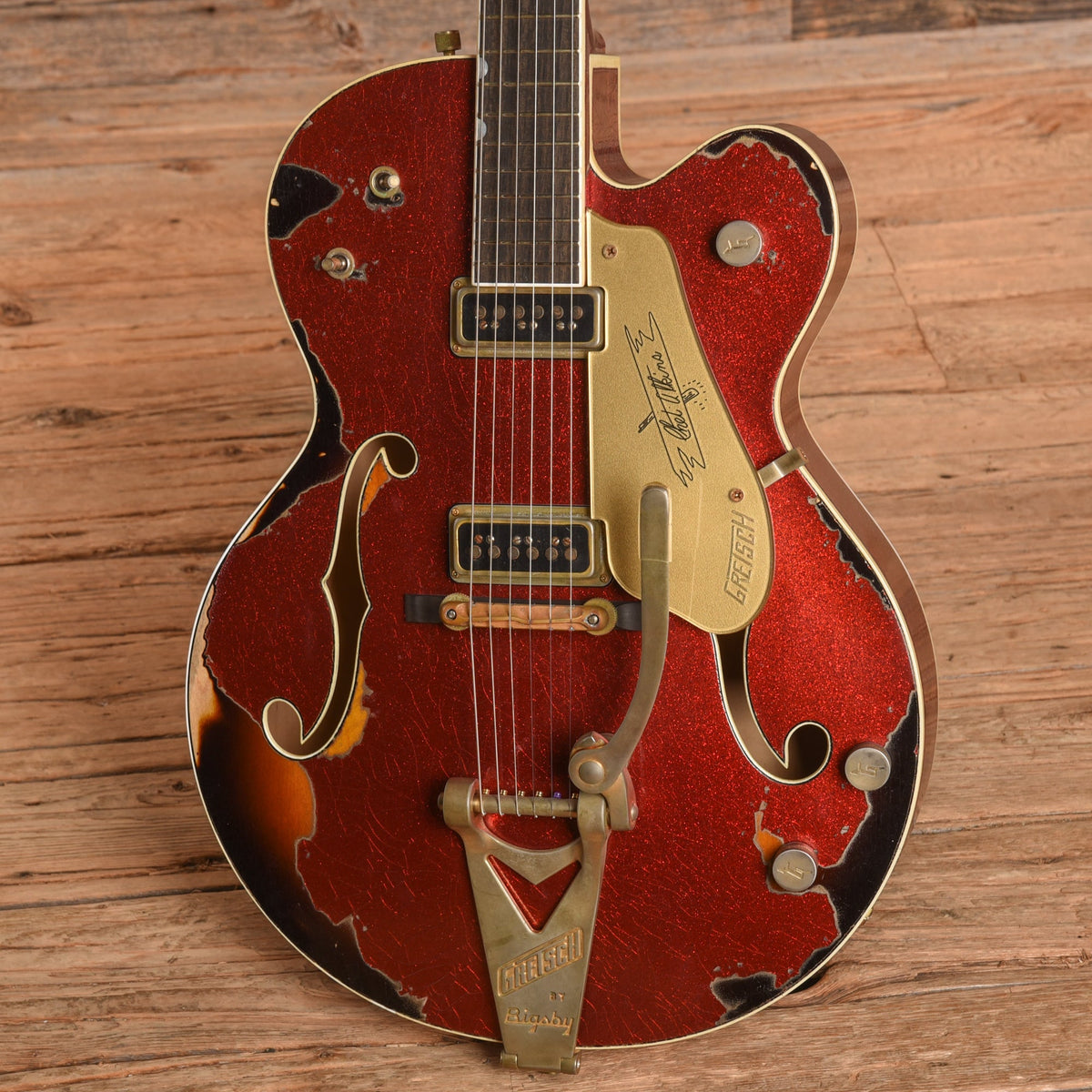 Gretsch Custom Shop Stephen Stern Masterbuilt G6120-CST Red Sparkle Over Sunburst 2021 - Zac Brown - View 2 |