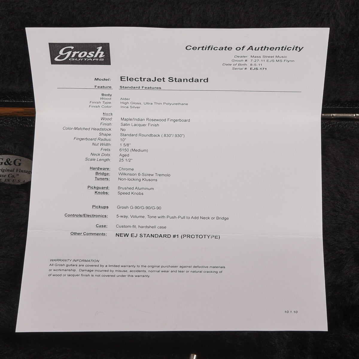 Grosh Guitars Electrajet Silver - View 10 | MusicMarket