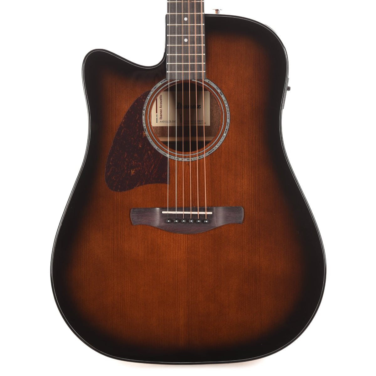 Ibanez AAD51LCEDVS Grand Dreadnought Acoustic-Electric Guitar Dark Violin Sunburst High Gloss Left-Handed - View 2