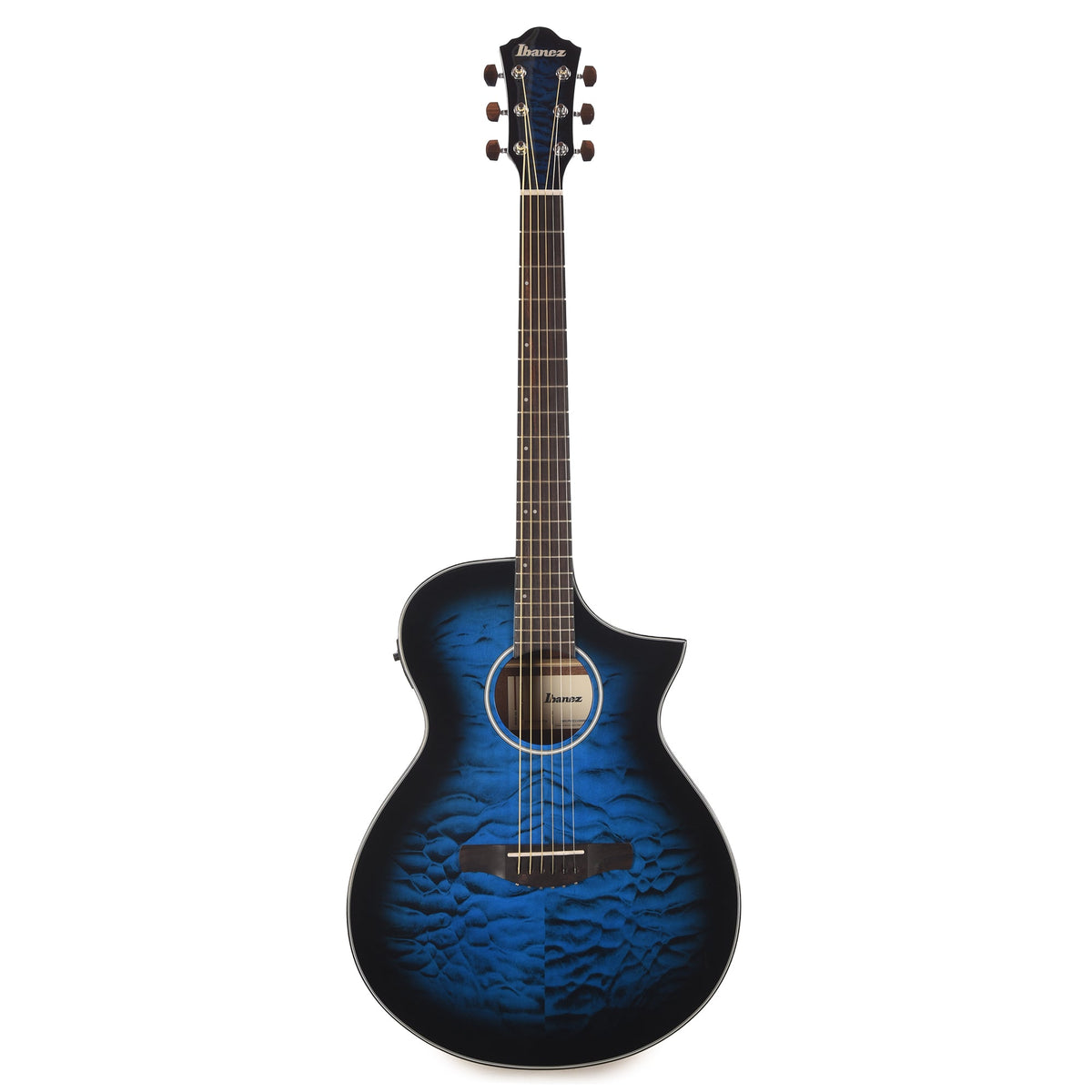 Ibanez AEWC16QATLH AEWC Acoustic-Electric Guitar Transparent Blue Sunburst High Gloss - View 4 | MusicMarket