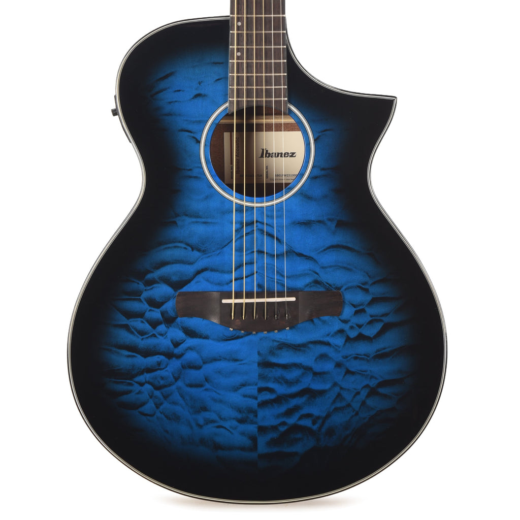 Ibanez AEWC16QATLH AEWC Acoustic-Electric Guitar Transparent Blue Sunburst High Gloss - View 2 | MusicMarket