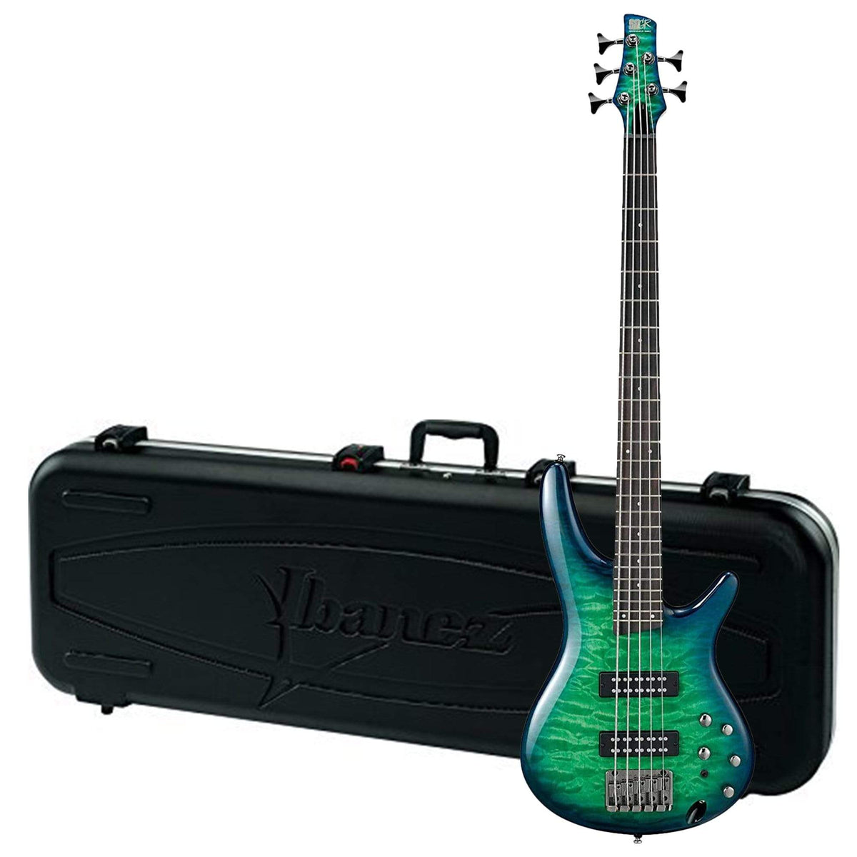 Ibanez SR405EQM 5 String Surreal Blue Burst Gloss and MB300C Case Bundle - MusicMarket