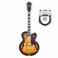 Ibanez AF95FM Artcore Expressionist Antique Yellow Sunburst Hollow Body Cable Bundle - MusicMarket