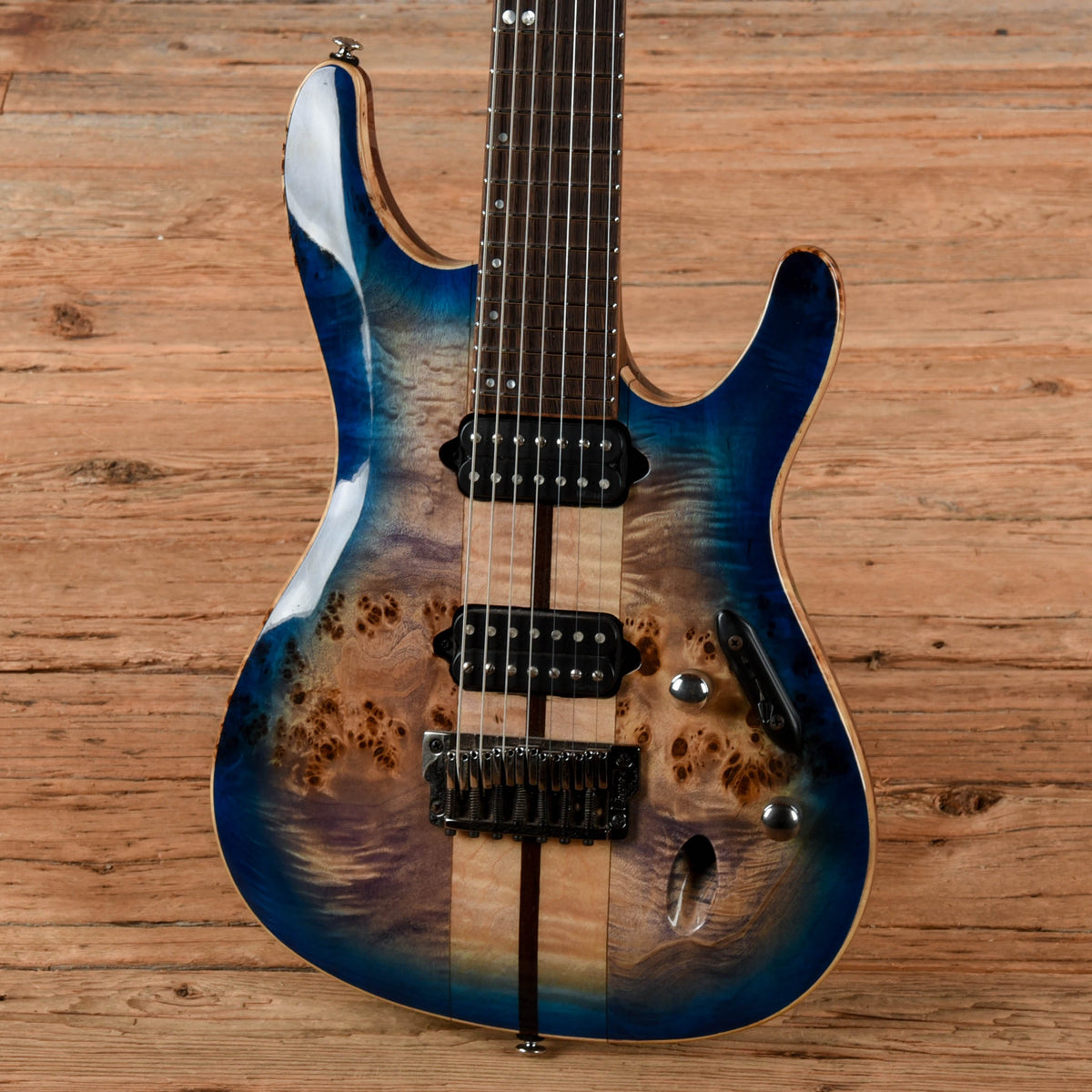 Ibanez S1027PBF Cerulean Blue Burst - View 2 | MusicMarket