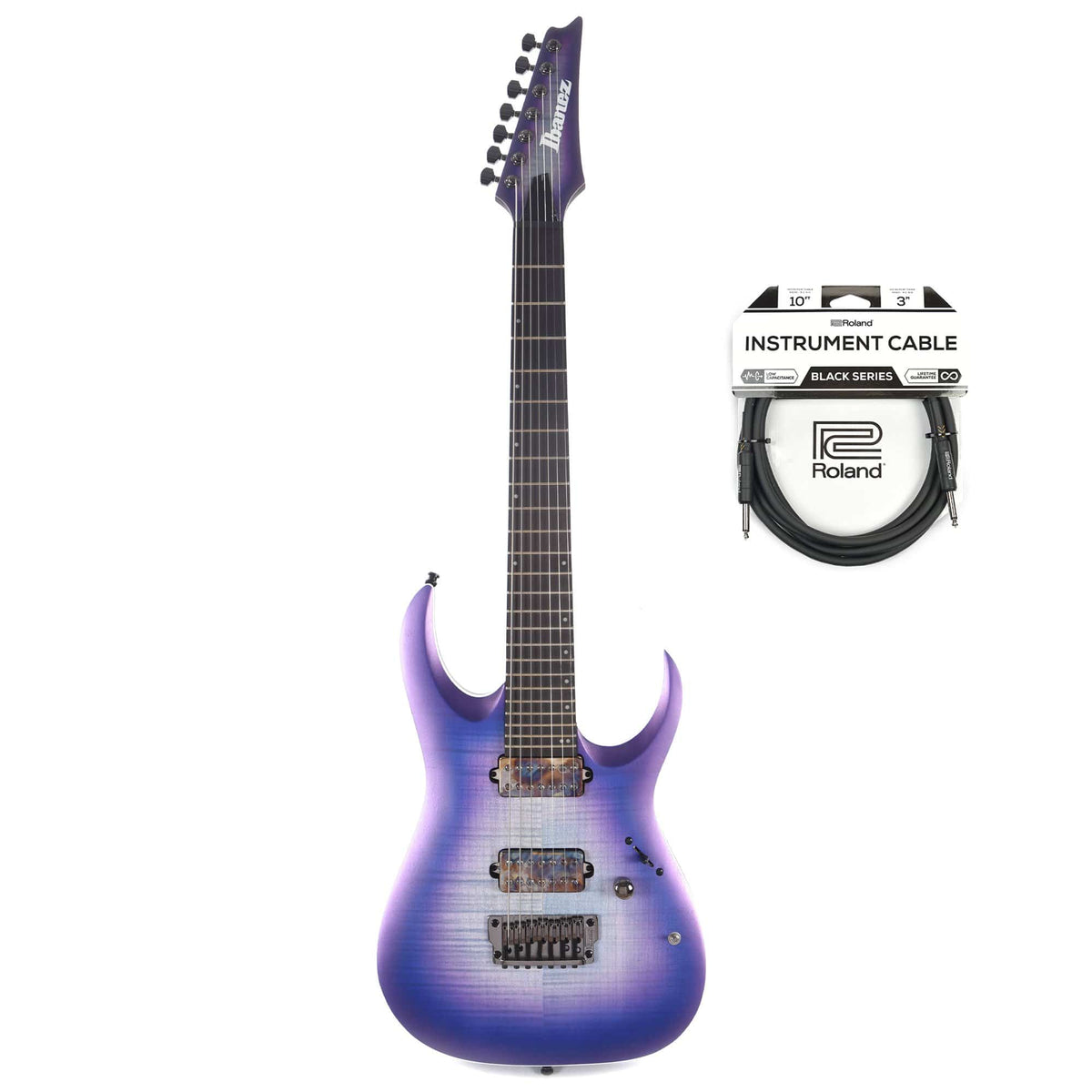 Ibanez RGA61AL RGA Axion Label Indigo Aurora Burst Flat Cable Bundle - MusicMarket