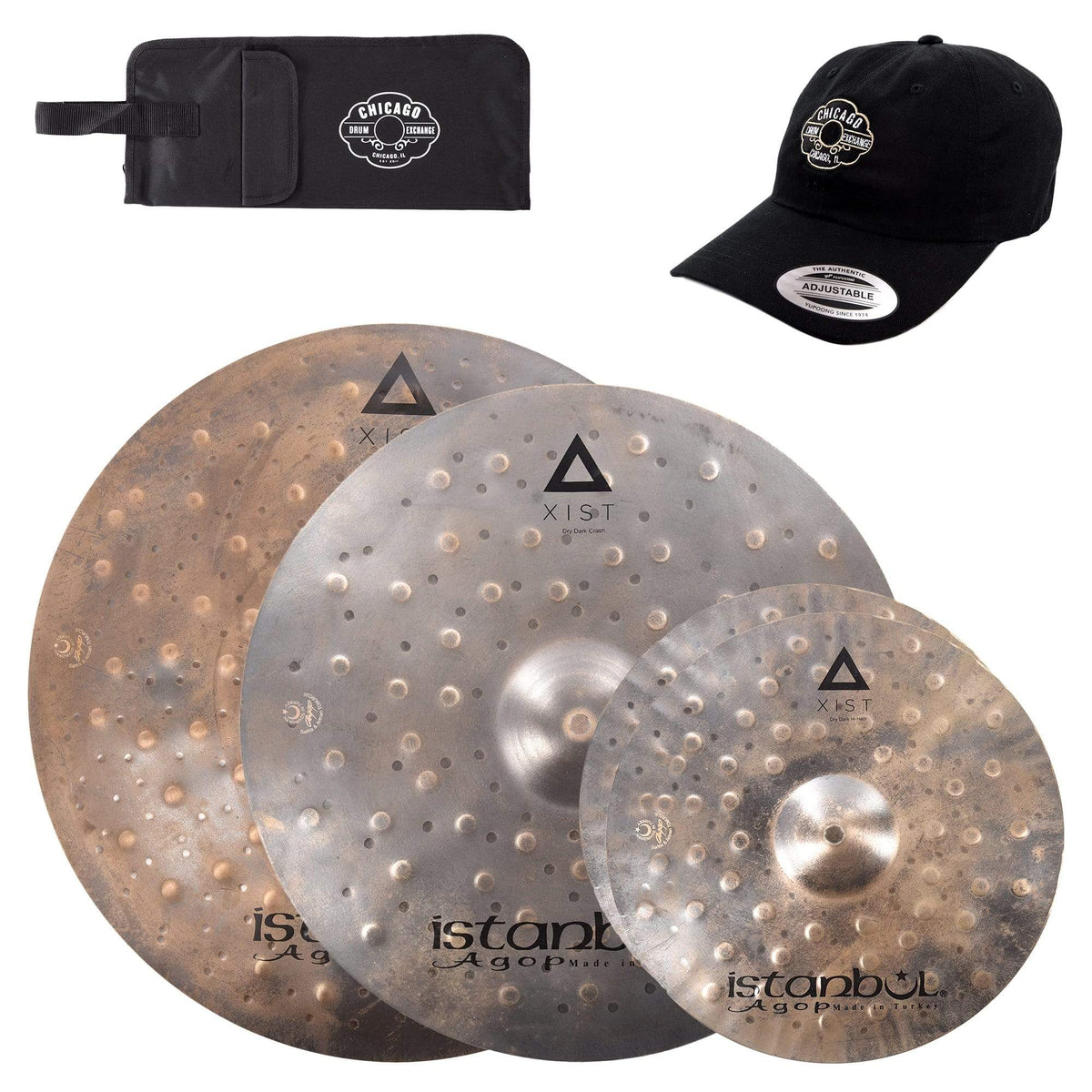 Istanbul Agop 13/20/22" Xist Dry Dark Cymbal Set w/CDE Logo Hat & Stick Bag - MusicMarket