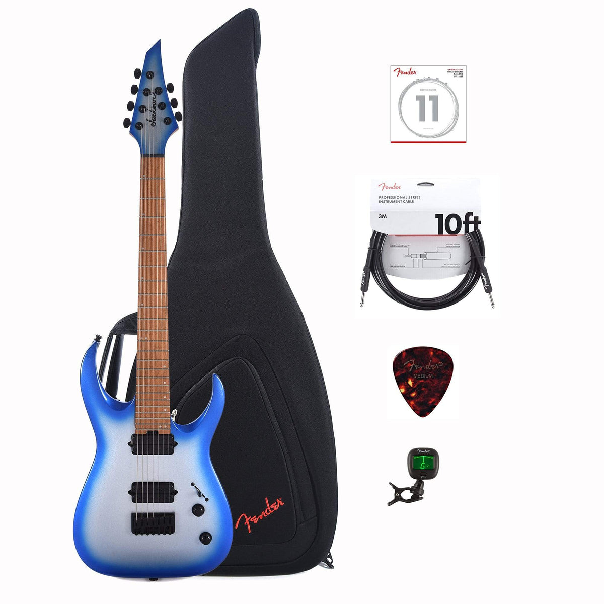 Jackson Pro Series Signature Misha Mansoor Juggernaut HT 7 Standard Blue Sky Burst w/Gig Bag, Tuner, (1) Cable,