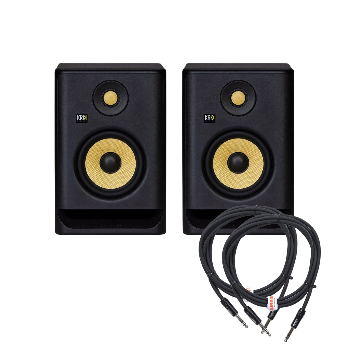 KRK Rokit 5 G4 5" Studio Monitor Black Pair and (2) TRS Cable Bundle - MusicMarket