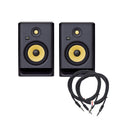 KRK Rokit 7 G4 7" Studio Monitor Black Pair and (2) TRS Cable Bundle - MusicMarket