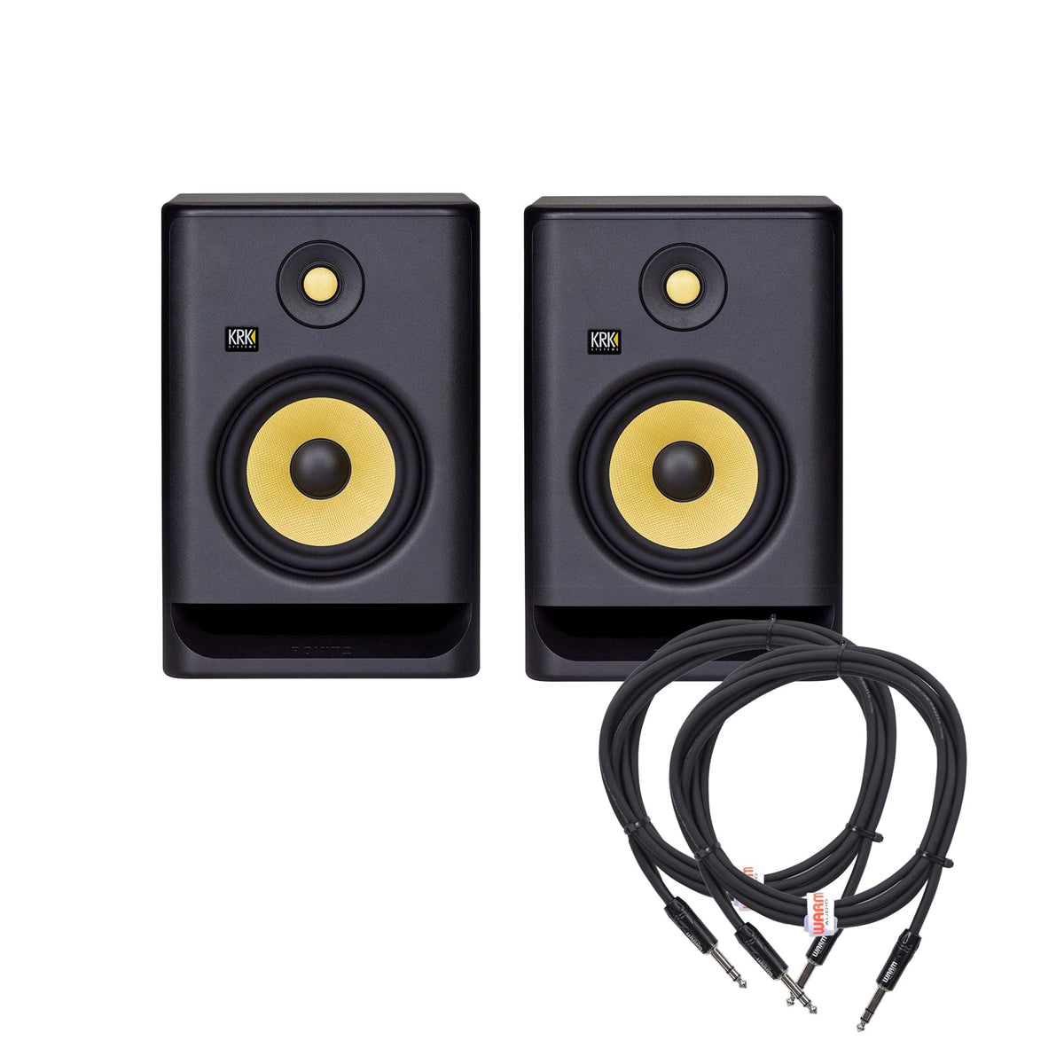KRK Rokit 7 G4 7" Studio Monitor Black Pair and (2) TRS Cable Bundle - MusicMarket