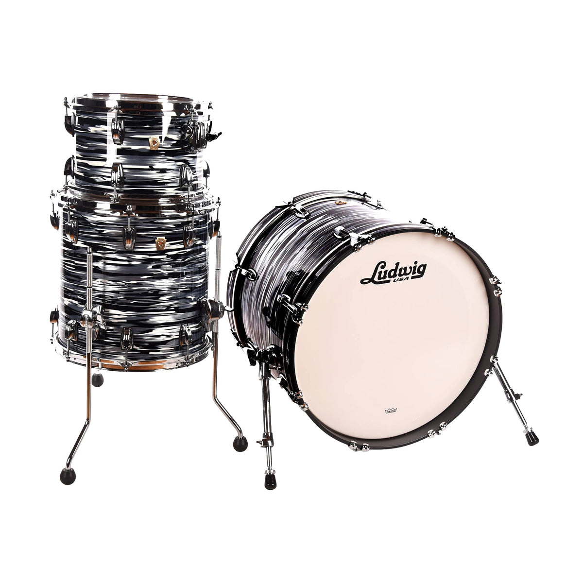 Ludwig Classic Maple 12/14/20 3pc. Drum Kit Black Oyster Pearl (70's bowling ball) - MusicMarket
