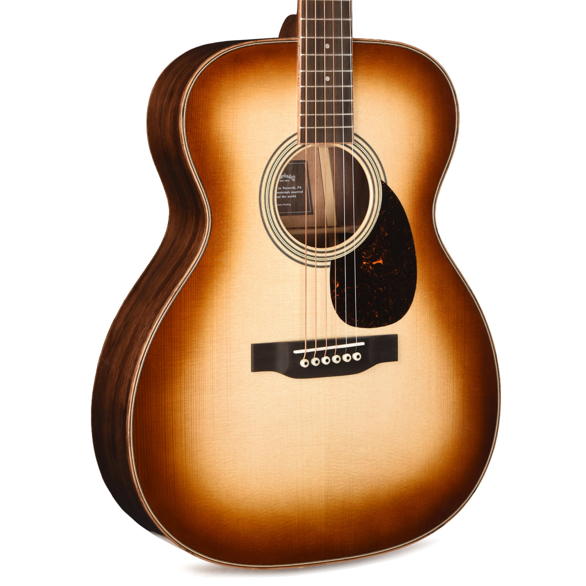 Martin OM-35 Inception European Spruce/Black Walnut/Flamed White Oak Dark Toasted Burst - MusicMarket
