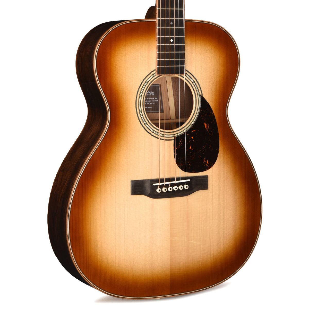 Martin OM-35 Inception European Spruce/Black Walnut/Flamed White Oak Dark Toasted Burst - MusicMarket