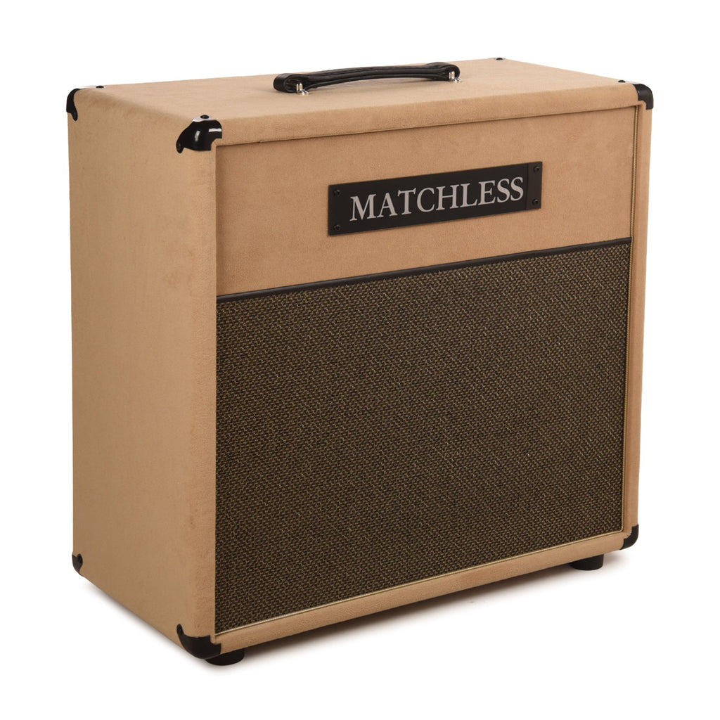 Matchless ESS112 30W 8ohm 1x12" Open Back Cabinet Light Camel Suede w/ Gold Cloth - View 2 | MusicMarket