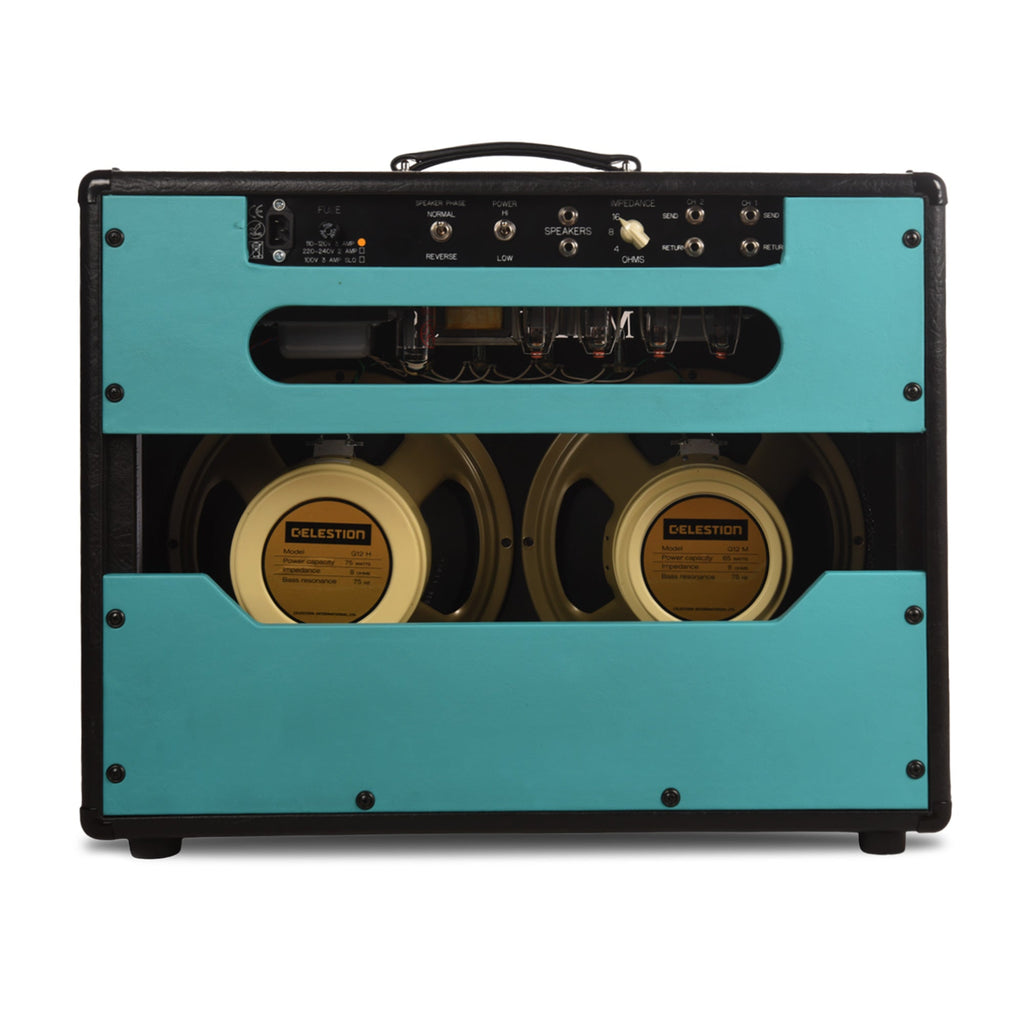 Matchless DC-30 2x12" 30W Combo Black w/ Turquoise Front Panel & Silver Grille - View 3 | MusicMarket