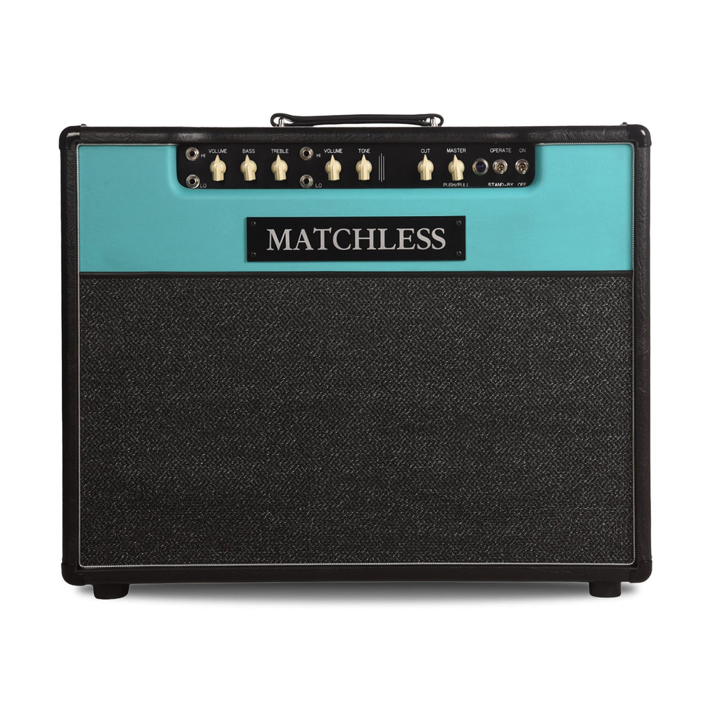 Matchless DC-30 2x12" 30W Combo Black w/ Turquoise Front Panel & Silver Grille - MusicMarket