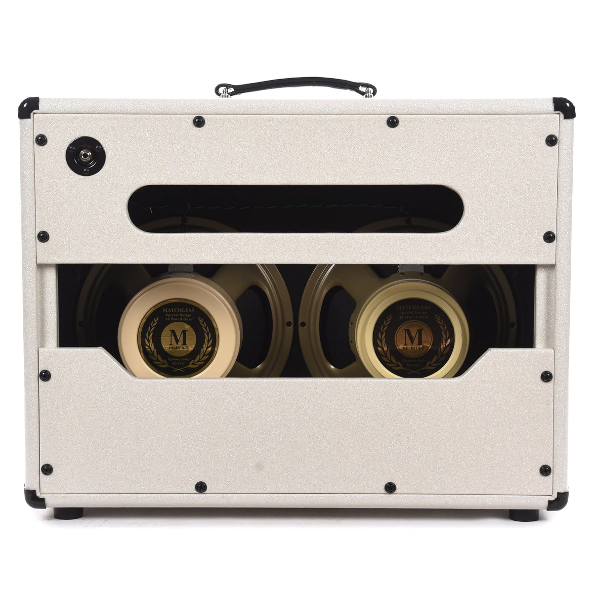 Matchless ESD212 60W 4ohm 2x12" Open Back Cabinet Sparkle Cream w/ Gold Grill - View 3 | MusicMarket