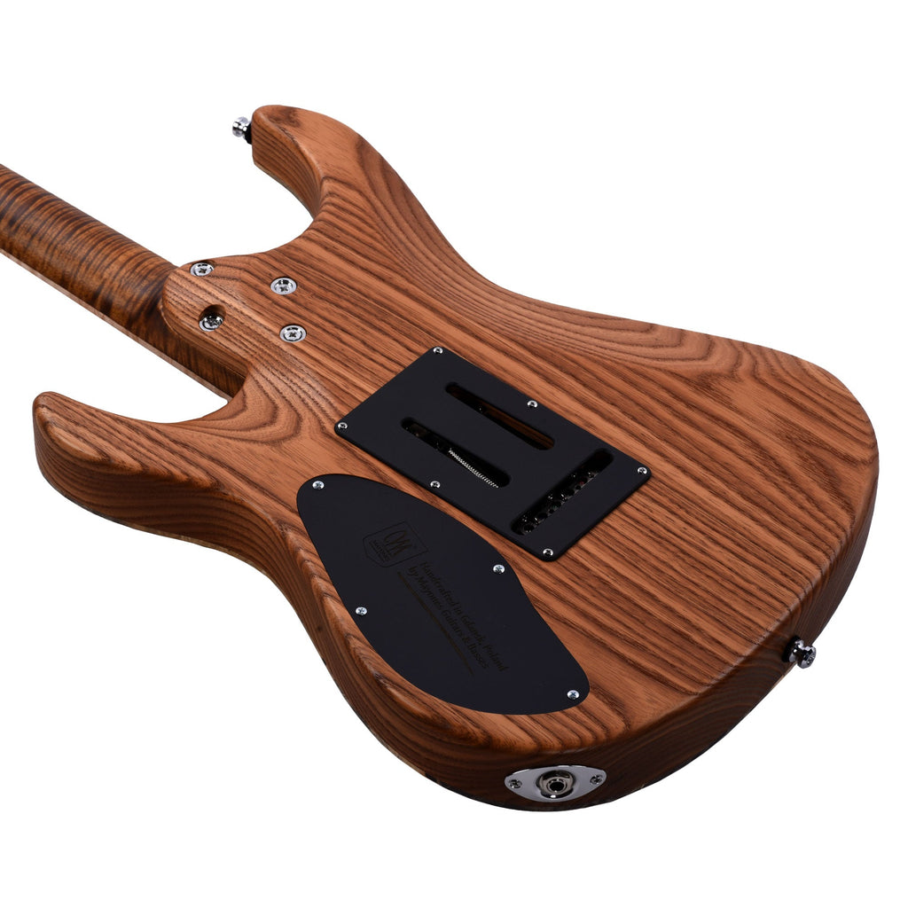 Mayones Aquila Elite S 6 Master Grade Buckeye Burl/Swamp Ash Trans Natural Black Burst Satin - View 12 | MusicMarket