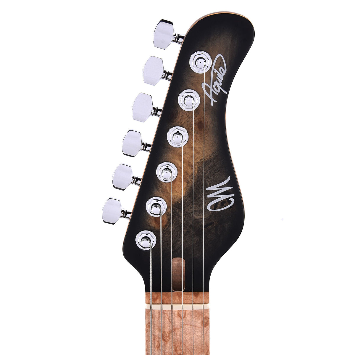 Mayones Aquila Elite S 6 Master Grade Buckeye Burl/Swamp Ash Trans Natural Black Burst Satin - View 7 | MusicMarket