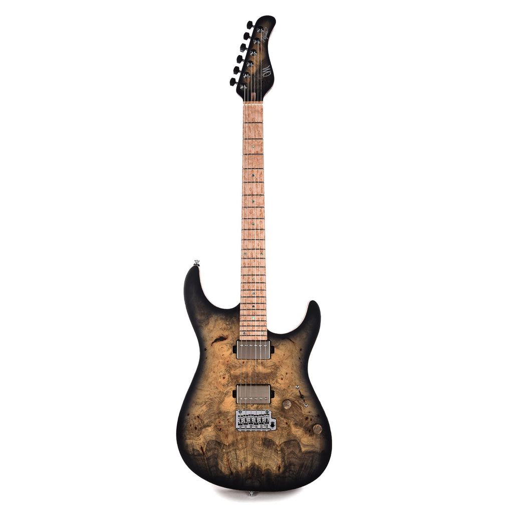 Mayones Aquila Elite S 6 Master Grade Buckeye Burl/Swamp Ash Trans Natural Black Burst Satin - View 5 | MusicMarket