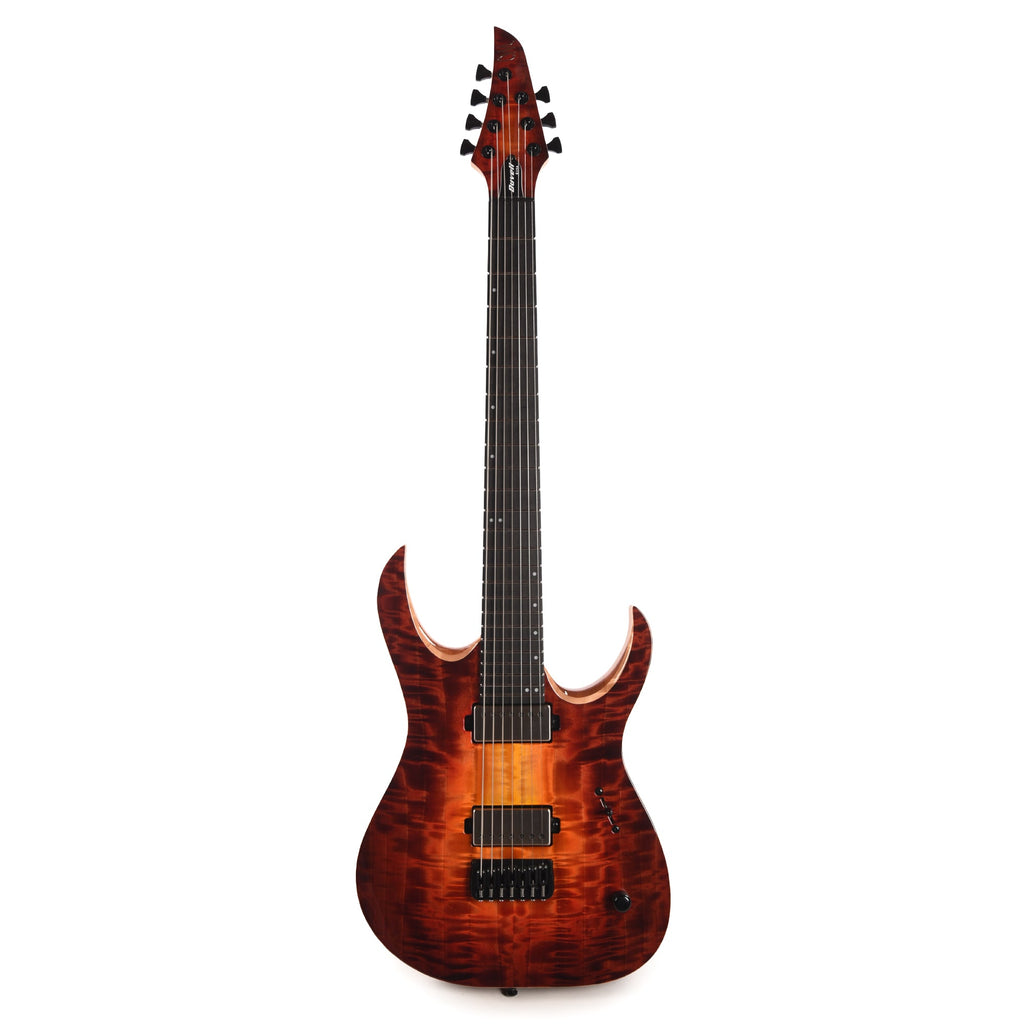 Mayones Duvell Elite 7 AAA Curly Poplar/Mahogany Lava Burst - View 4 | MusicMarket