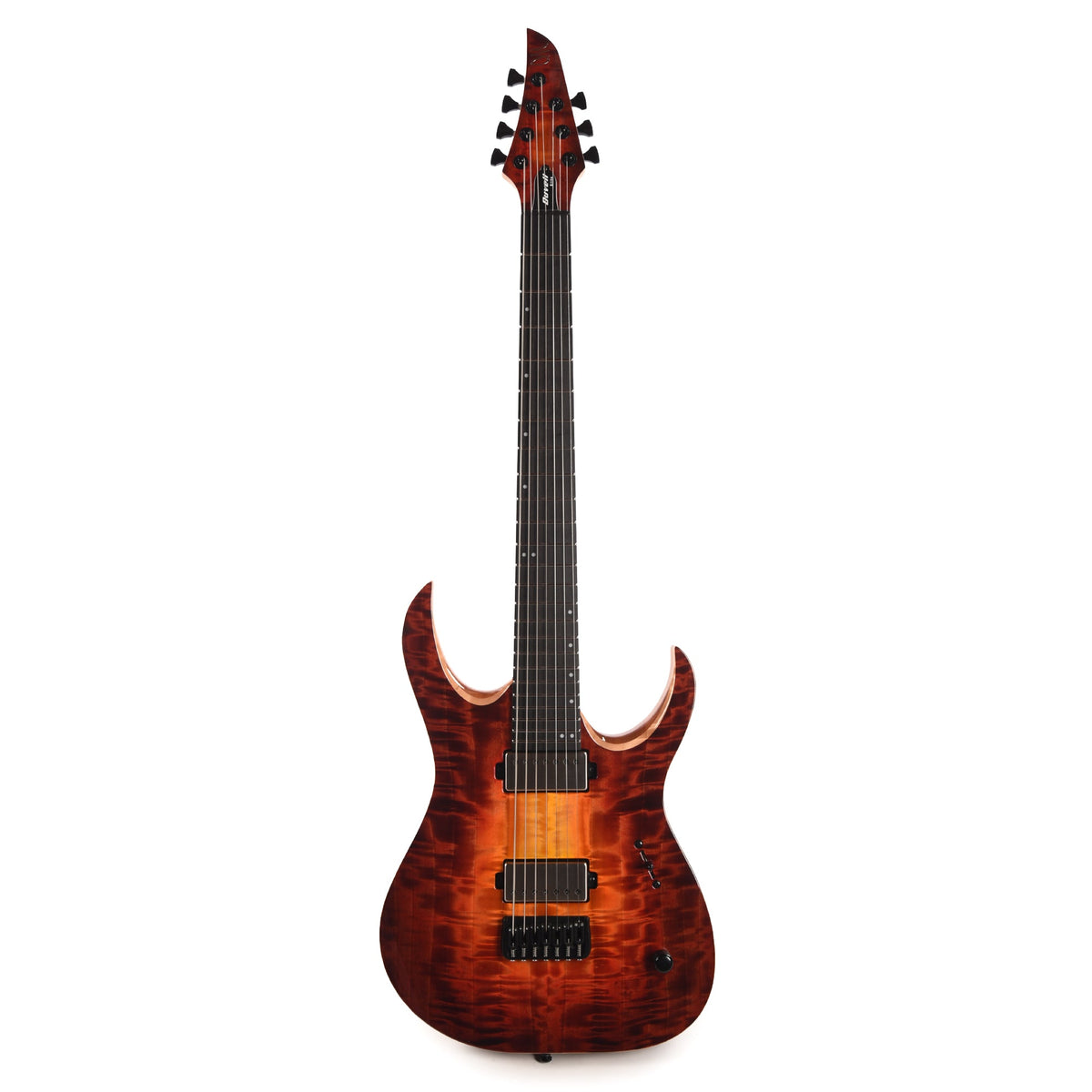 Mayones Duvell Elite 7 AAA Curly Poplar/Mahogany Lava Burst - View 4 | MusicMarket