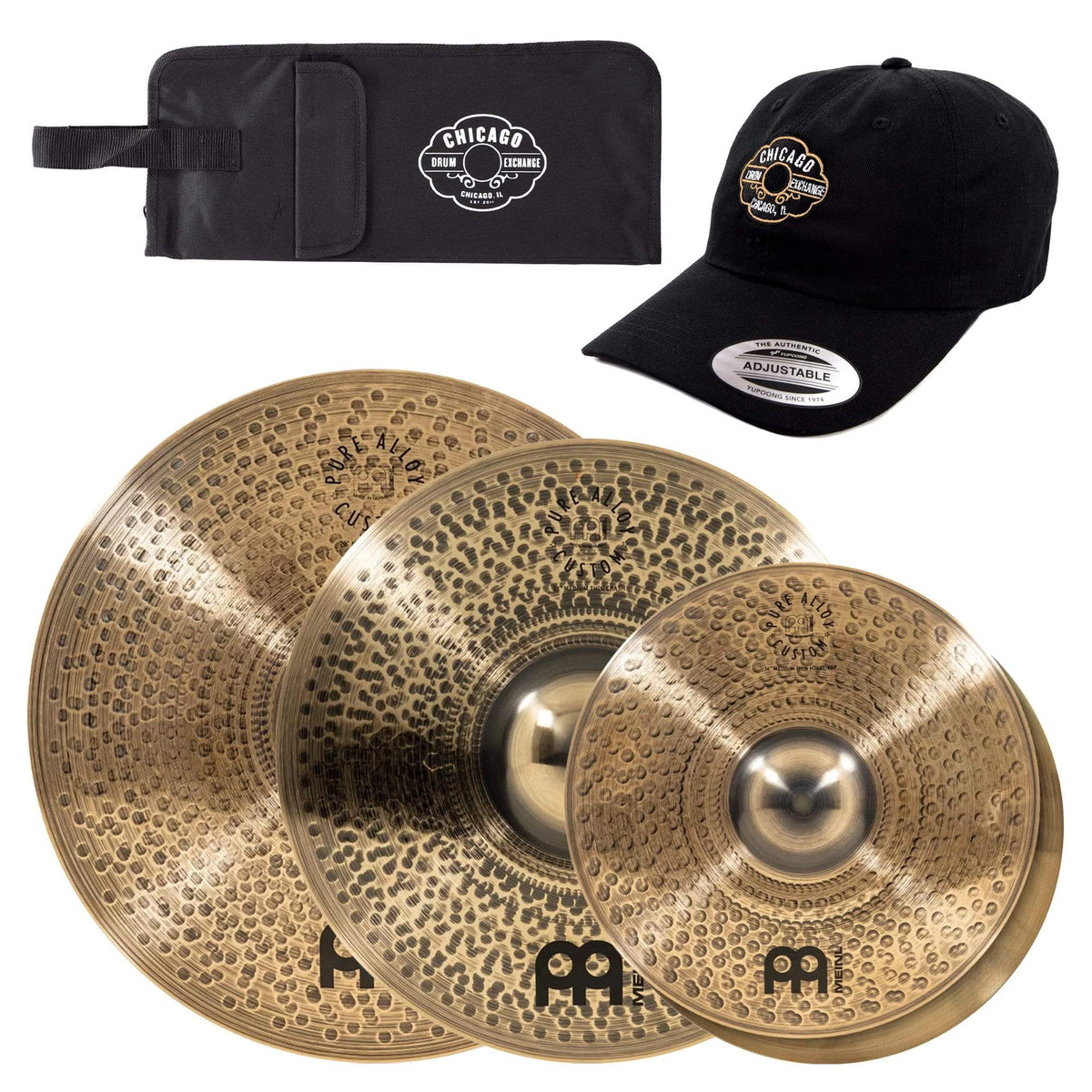 Meinl 14/18/20" Pure Alloy Custom Cymbal Set w/CDE Logo Hat & Stick Bag - MusicMarket