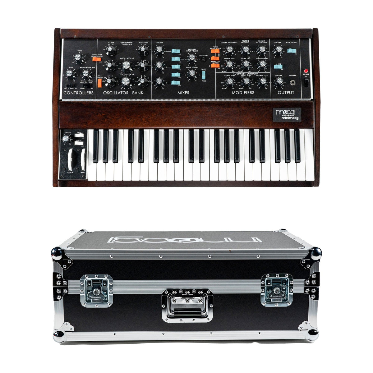 Moog Minimoog Model D Monophonic Analog Synthesizer and Moog ATA Case Bundle - MusicMarket