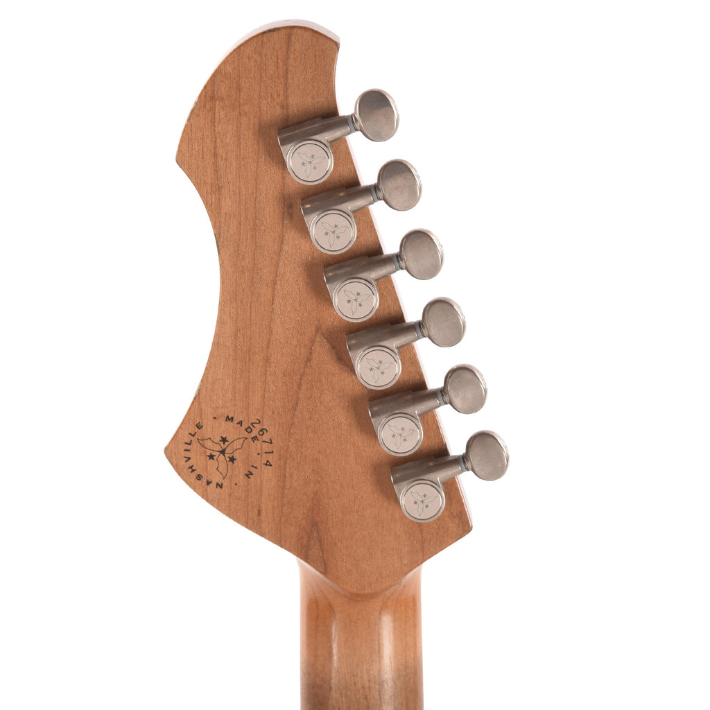 Novo Custom Miris J Light Distress Inca Burst w/Matching Headstock & Lollar Gold Foil Pickups - View 7 | MusicMarket