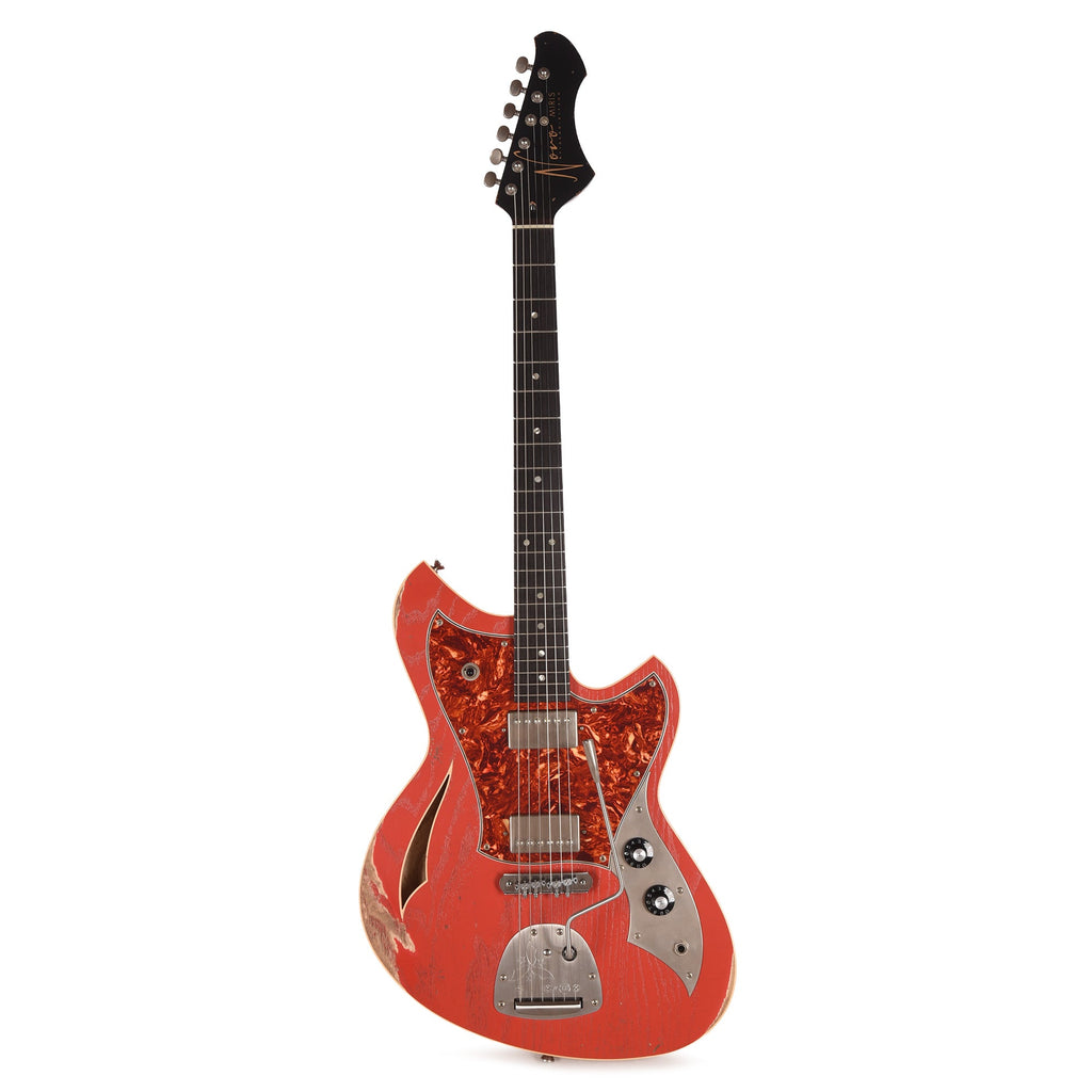 Novo Custom Miris J Medium Distress Fiesta Red w/Fralin Pure PAF Humbuckers - View 4 | MusicMarket
